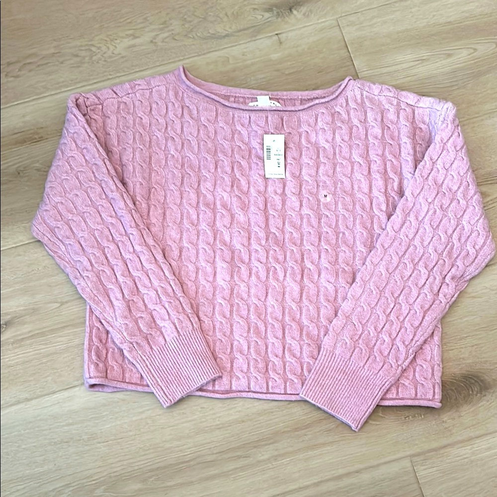 Aeropostale Pink Crew Neck Cable Knit Sweater